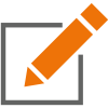 product-registration-icon Layer2 leading solutions product regsitration icon: a grey square with a big orange pen symbol.
