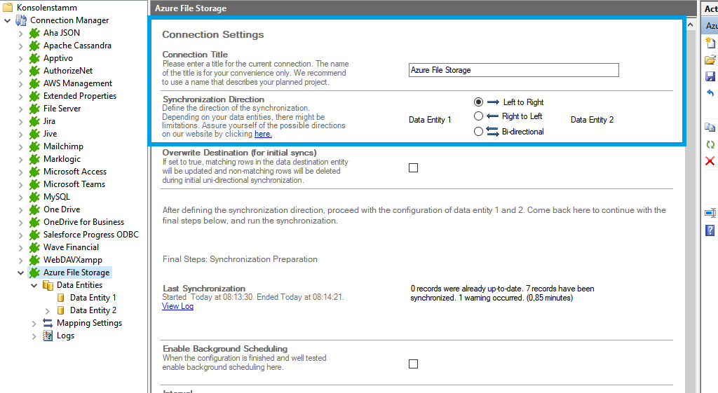 Screenshot of a connection setup for Azure to SharePoint in Layer2 Cloud Connector