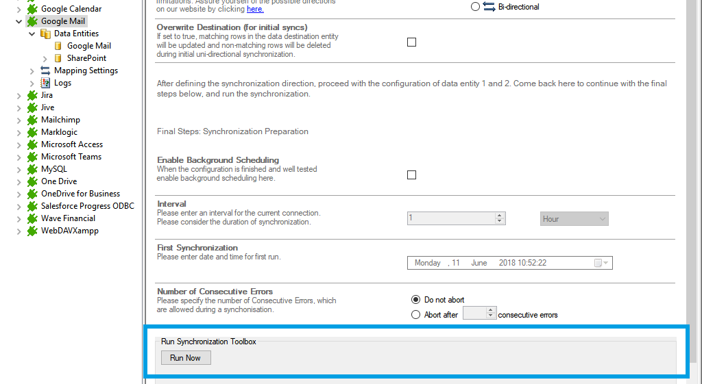 Step 5 Google Mail data integration start Start the data integration of google mail