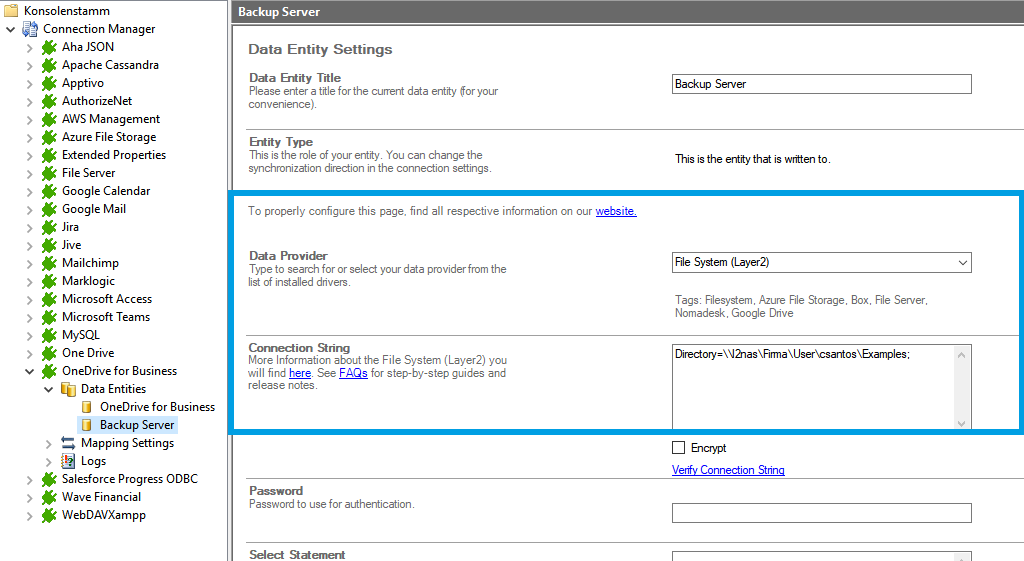 OneDrive integration target setup