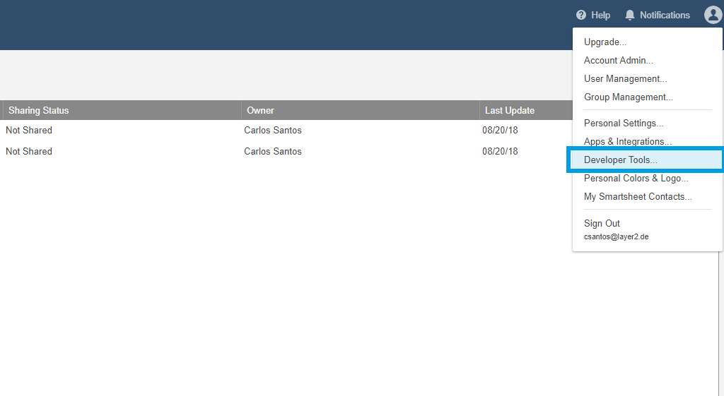 Choose Smartsheet developer tools