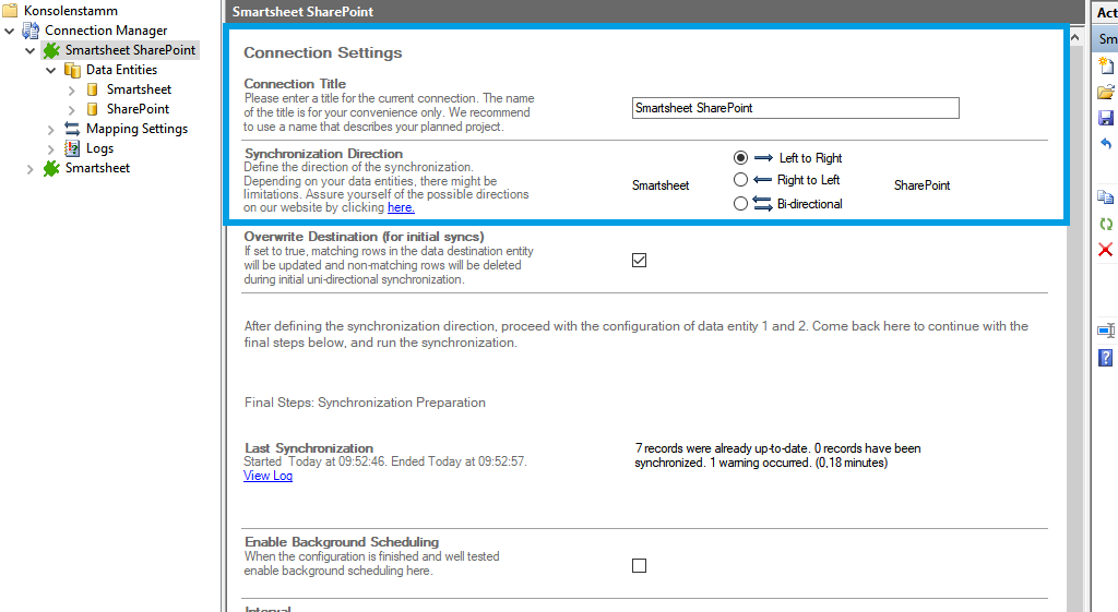 Create a new connection for Smartsheet and SharePoint in Layer2 Cloud Connector