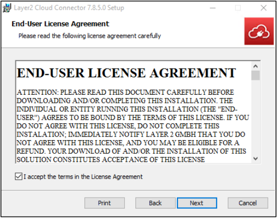 Layer2 Cloud Connector Installation Guide: End-User License Agreement